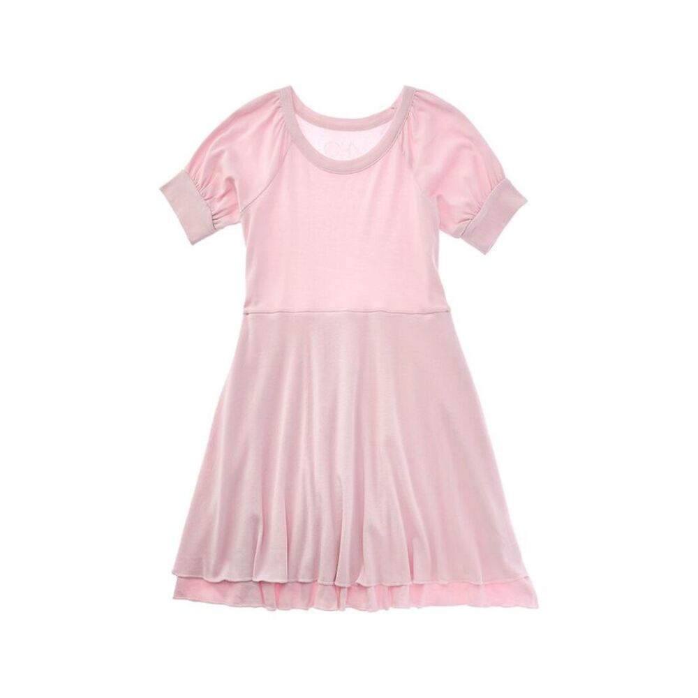 Chaser Girls  Baby Rib Puff Sleeve Dress, Pink